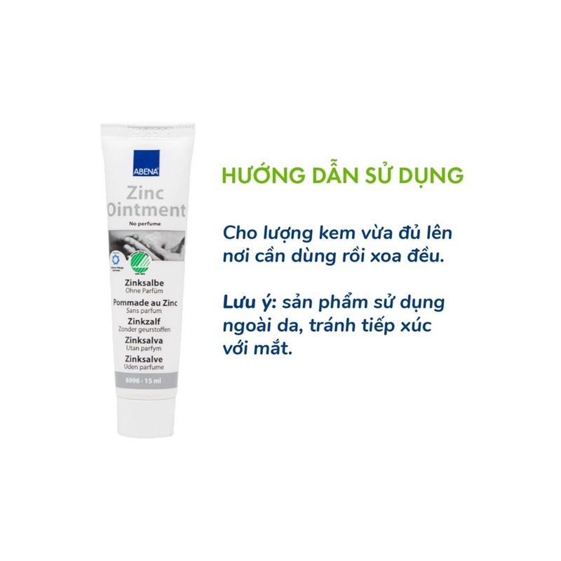 Abena Zinc Ointment 15ml - Kem bôi đa năng, chống hăm tã, dịu da, mau lành vết thương, bỏng da, cháy nắng, vảy nến