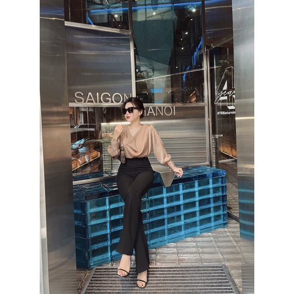 ( Ảnh thật ) A0327 Áo lụa cổ đổ tay nhún