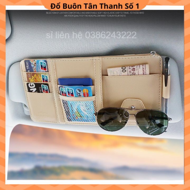 Ví da đựng giấy tờ đăng kiểm ô tô xe hơi nhiều ngăn cài tấm chắn nắng tiện lợi