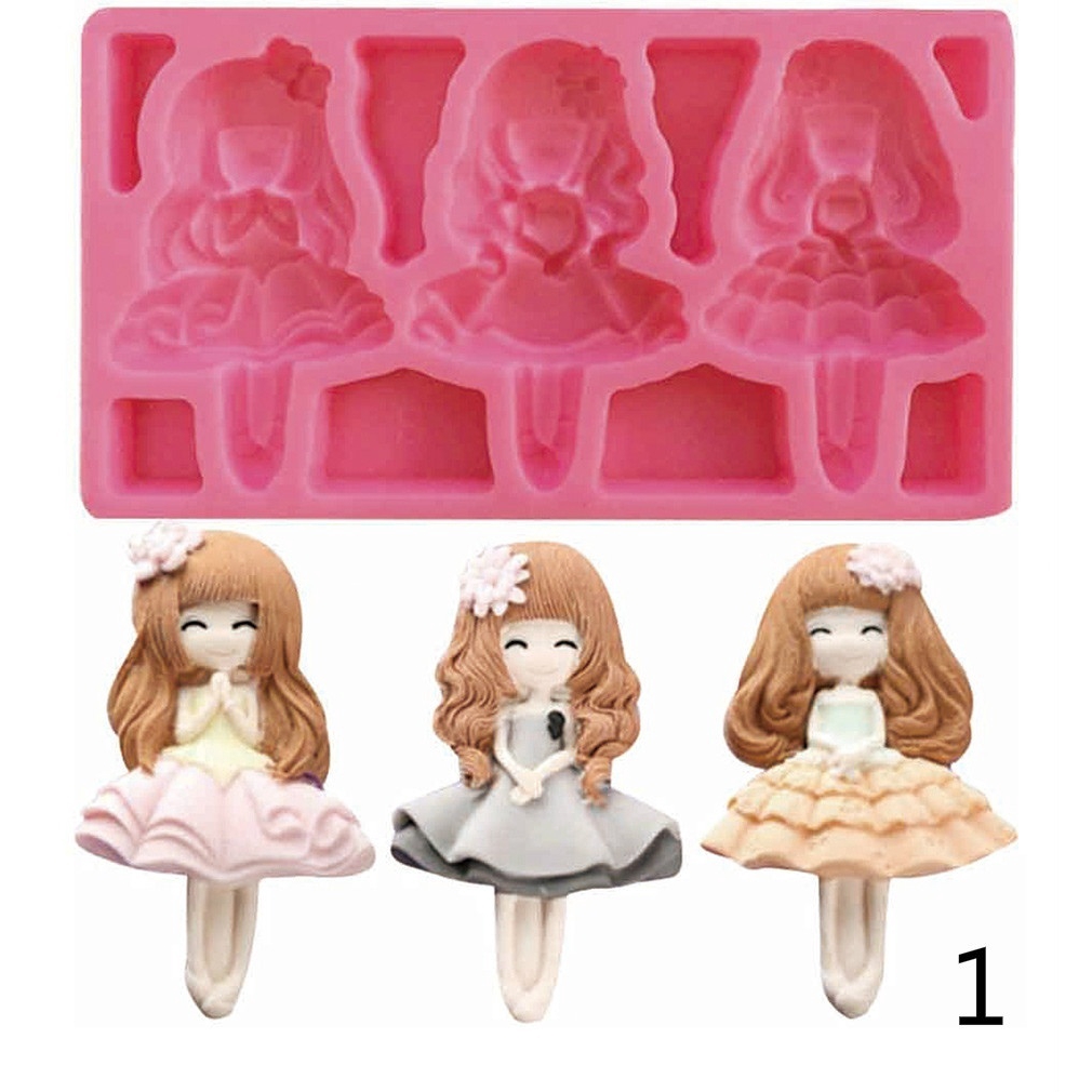 Khuôn Silicone Làm Bánh Tạo Hình Công Chúa 3d Độc Đáo Tiện Dụng