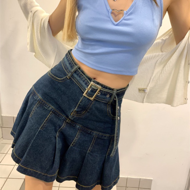 Chân Váy Denim Lưng Cao Thiết Kế Hợp Thời Trang