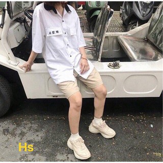 Unisex quần short nam nữ cạp chun dây rút vải kaki cao cấp