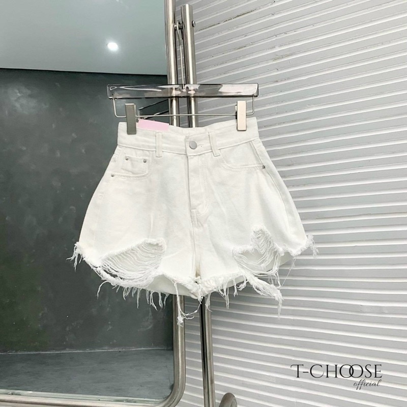 Short jeans lưng cao rách