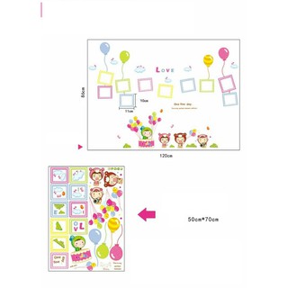 decal dán tường bé và bóng bay