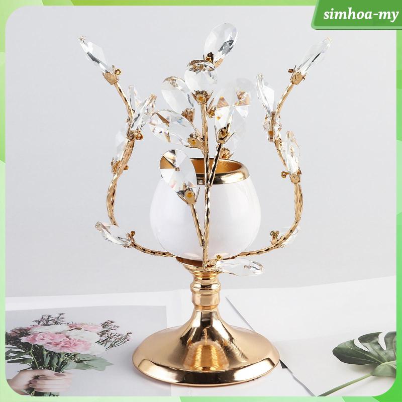 Giá Đỡ Đèn Cầy Pha Lê Màu Vàng Sang Trọng Trang Trí Phòng Khách / Tiệc Cưới