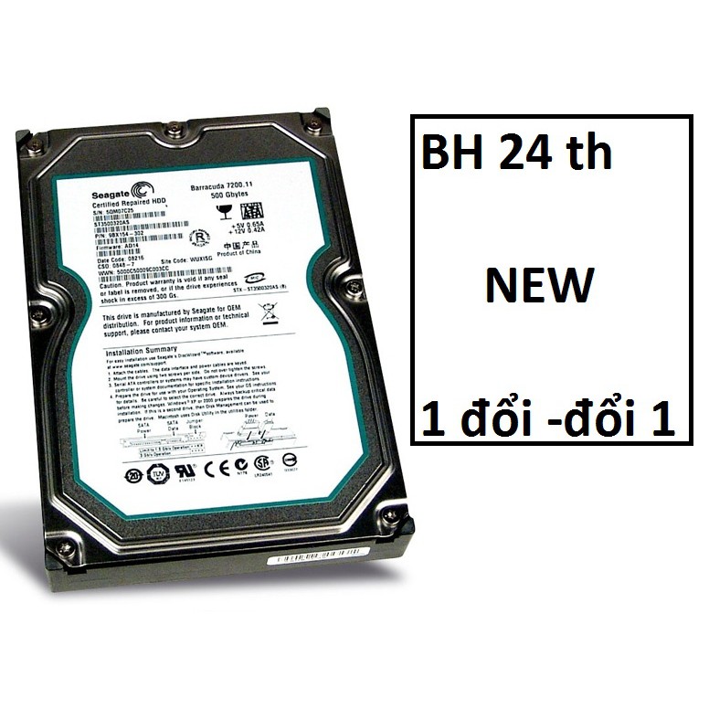 [Mã ELMSCOIN hoàn 8% xu đơn 500K] Ổ Cứng HDD Seagate 500G /16MB/3.5 SATA (500GB) - New