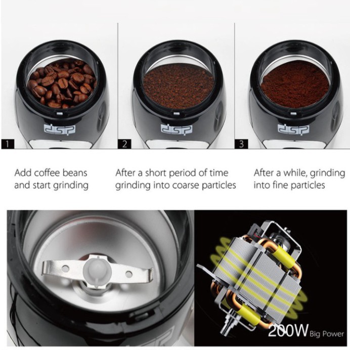 Sản phẩm Máy xay cà phê và các loại hạt, thương hiệu cao cấp DSP KA3001 công suất 200W- Bảo hành 12 tháng ..
