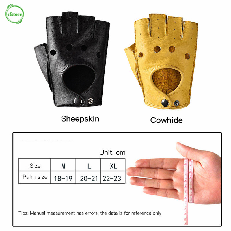 Găng tay hở nửa ngón bằng da cừu chống trượt cao cấp dành cho nam