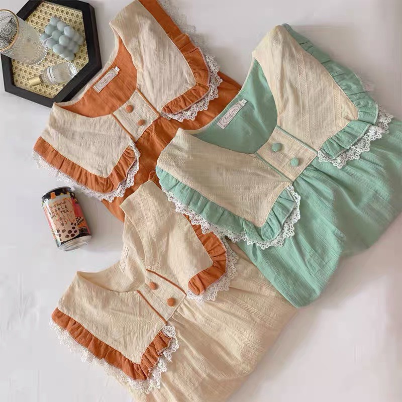 Bộ pijama đũi xước bé gái