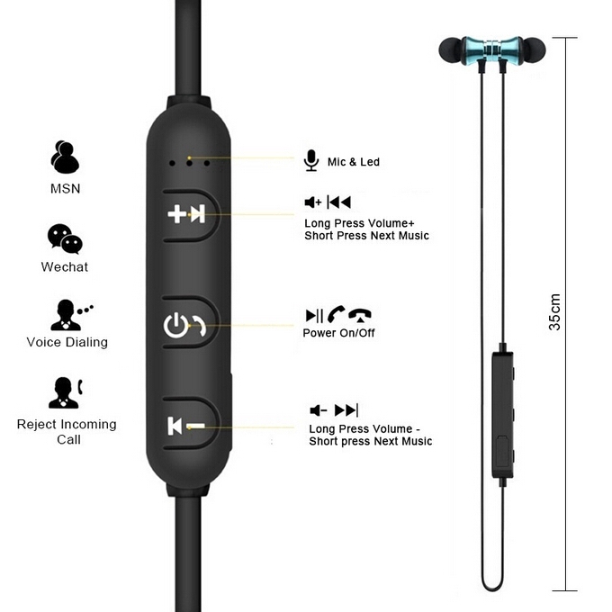 Tai nghe nhét tai nam châm có kết nối không dây bluetooth 4.2 và tích hợp micro tiện dụng | BigBuy360 - bigbuy360.vn