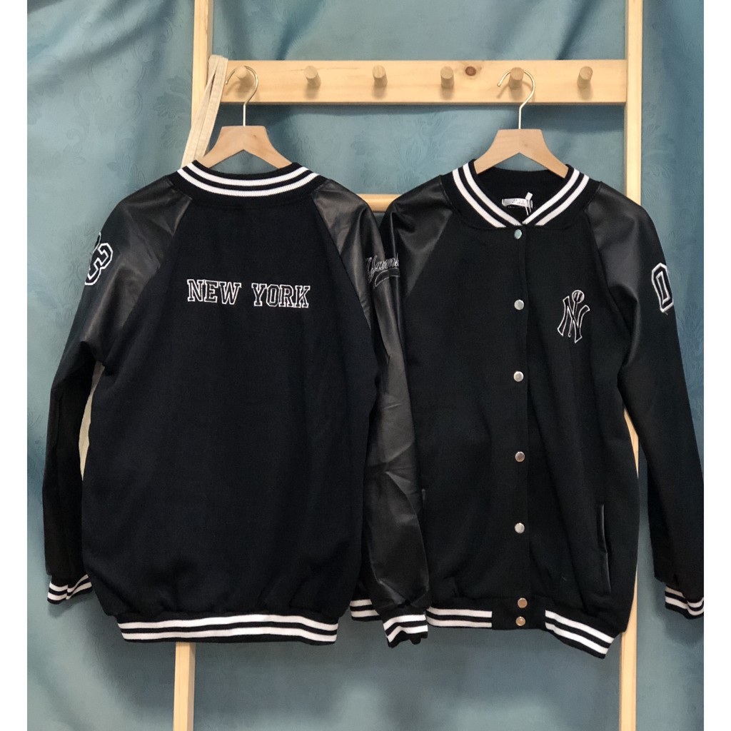 áo khoác bomber chất dạ mỏng pha tay da 1 màu đen thương hiệu T-Linh kèm ảnh thật