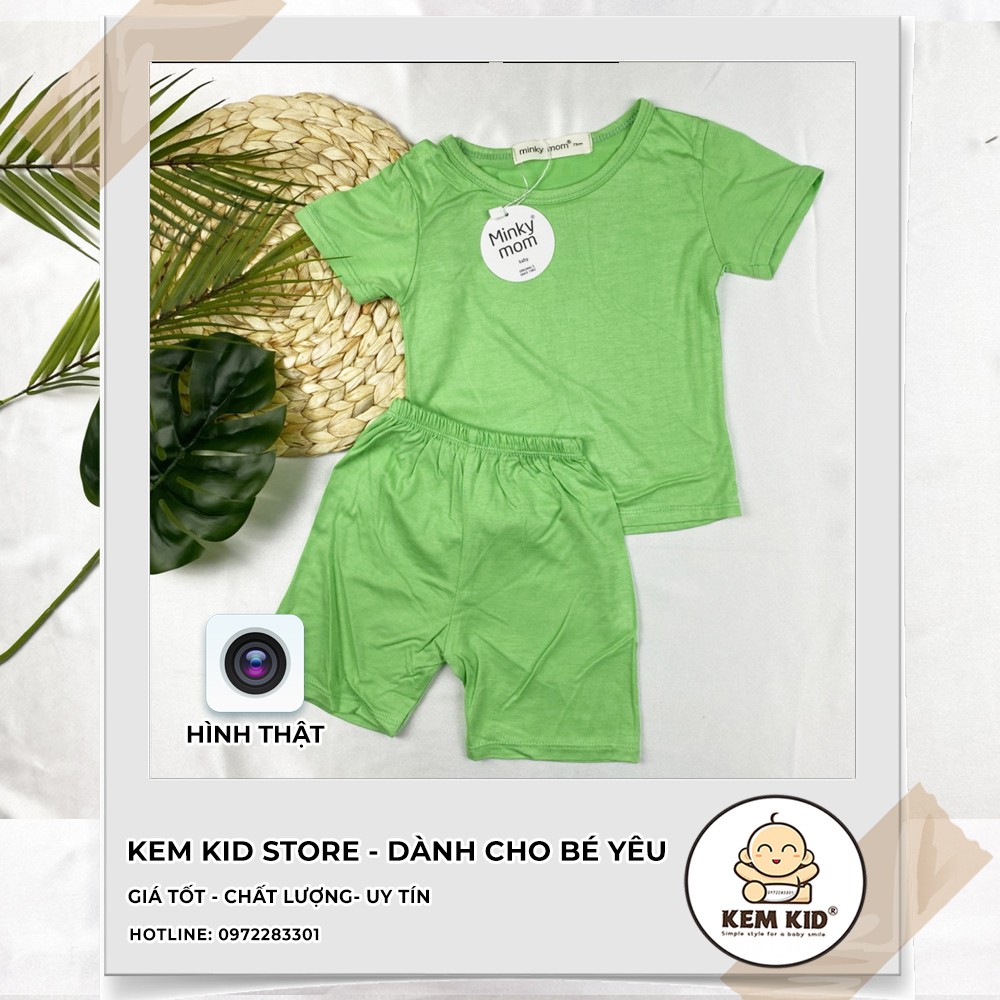 Bộ Minky Mom Cộc Trơn Thun Lạnh, vải thun lạnh siêu mát, mềm mịn thấm hút mồ hôi cho bé