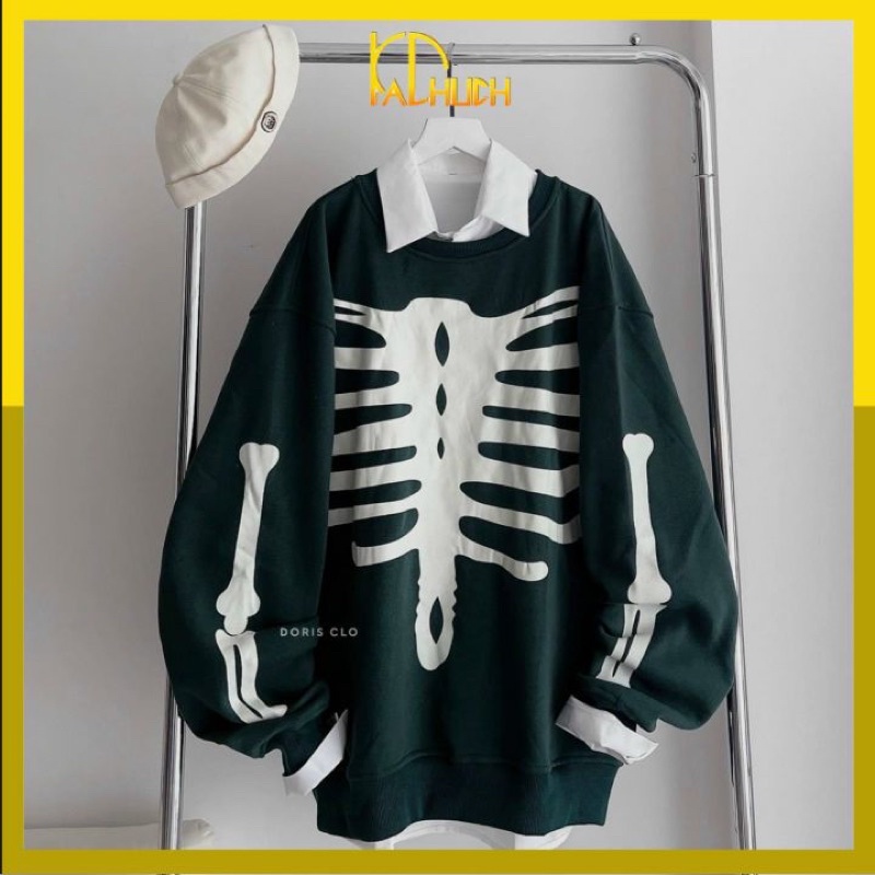 ÁO SWEATER IN BỘ XƯƠNG ĐỘC ĐÁO,FORM RỘNG UNISEX