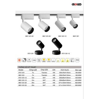 Đèn Led rọi ray + đé LEOT 12W