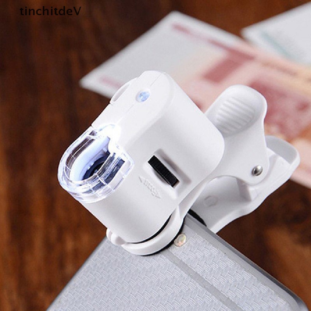 Kính Lúp Phóng Đại 60 Lần Kẹp Điện Thoại Có Đèn LED UV