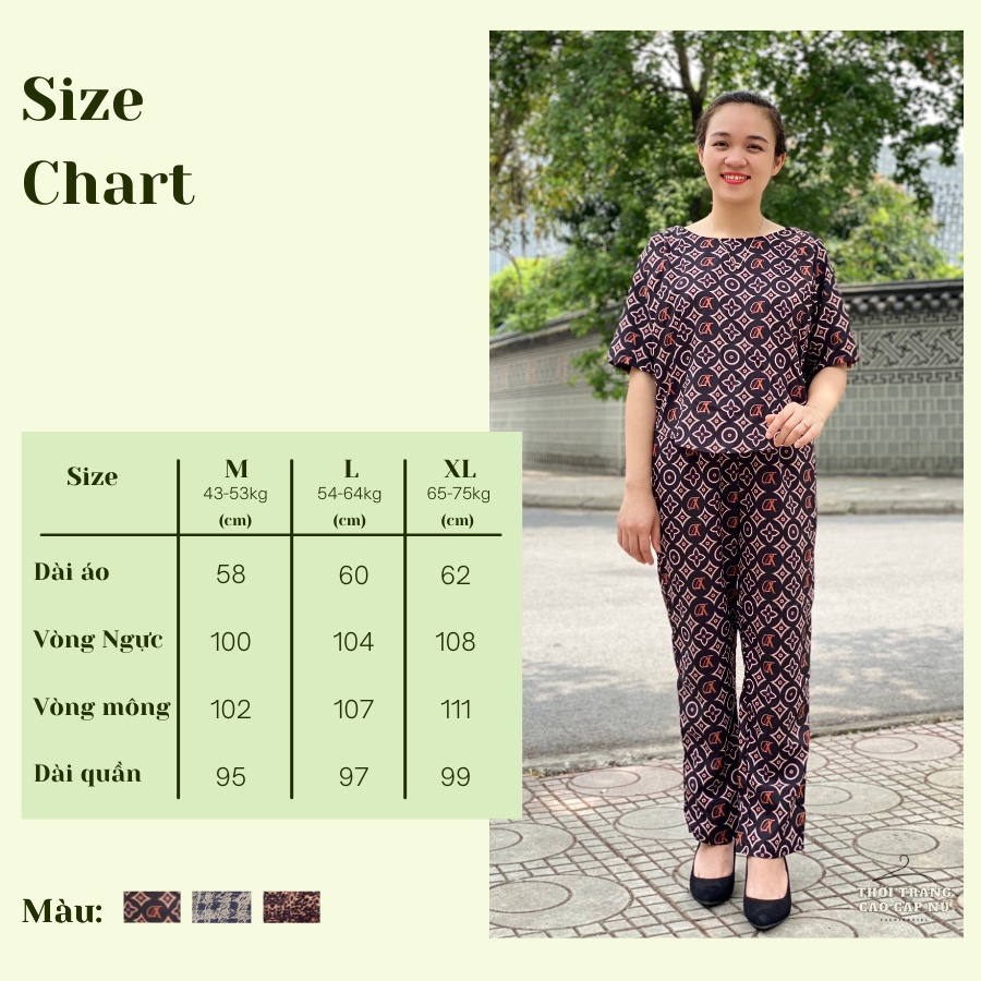 Đồ Bộ Trung Niên Cho Mẹ Cho Bà Mặc Nhà Bigsize MT Shop Vải Mango Mỹ Mềm Mại Không Nhăn TN1