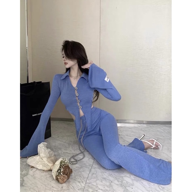 Áo croptop + quần dài sexy