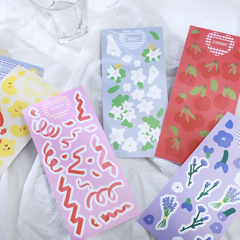 Hình dán trang trí sổ lưu niệm họa tiết hoa dễ thương