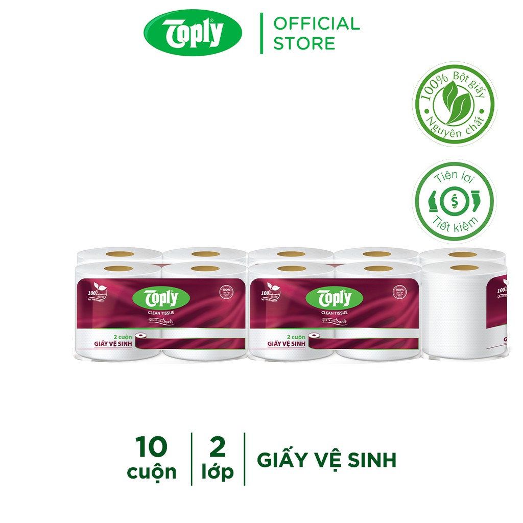 [Mã LTBAUAB8 giảm 7% đơn 99K] Giấy vệ sinh Toply 10 cuộn 2 lớp