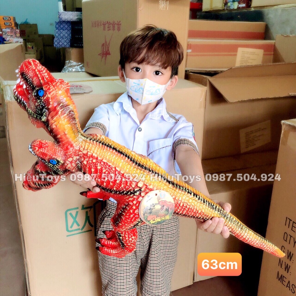 Khủng Long Bạo Chúa Size To 63cm Chất Liệu Cao Su Mềm Nhồi Bông Có Nhạc Đồ Chơi Cho Bé Trai Hiếu Toys