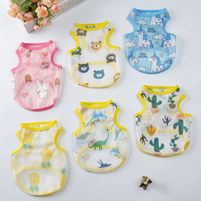 Áo vải lưới in họa tiết dễ thương dành cho thú cưng vào mùa hè