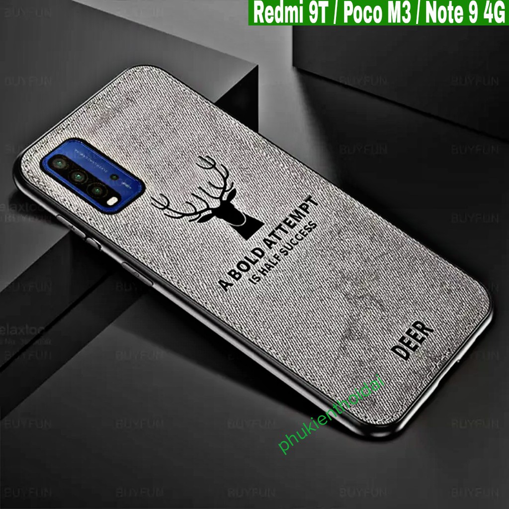 Ốp lưng Redmi 9T / Poco M3 / Note 9 4G chống sốc vân vải hươu thời trang cao cấp