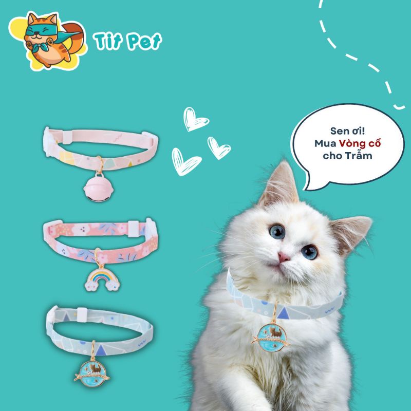 Vòng cổ cho mèo chó thú cưng có chuông lục lạc hình cute cao cấp giá rẻ - TITPETSHOP