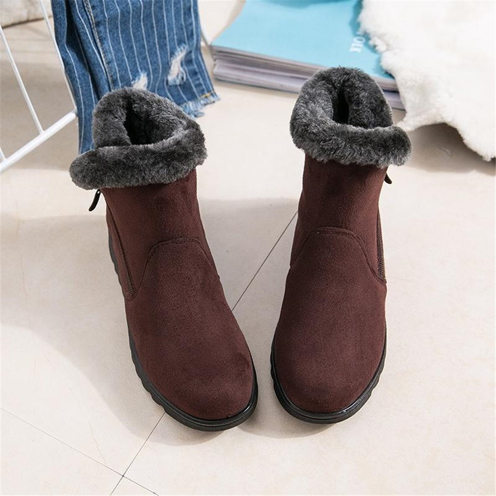 Giày bốt cổ thấp có lót lông giữ ấm vải chống thấm nước kiểu dáng thời trang cho nữ | BigBuy360 - bigbuy360.vn