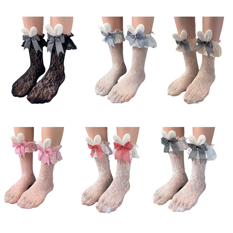 Vớ Lưới Phối Ren Đính Nơ Phong Cách Lolita Nhật Bản Dễ Thương Cho Nữ