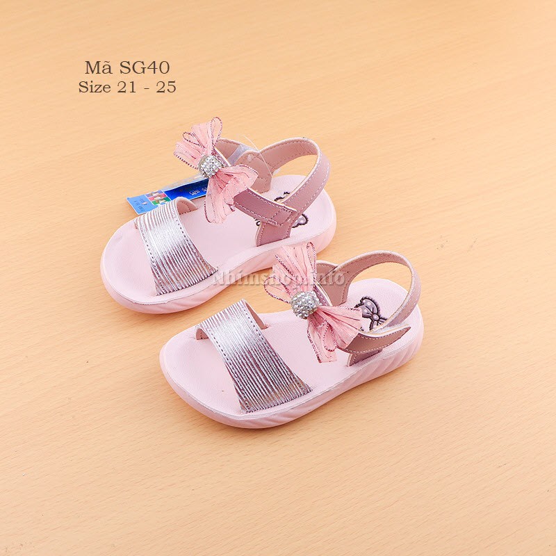 Sandal bé gái 1 - 3 tuổi gắn nơ xinh xắn phong cách Hàn Quốc SG40