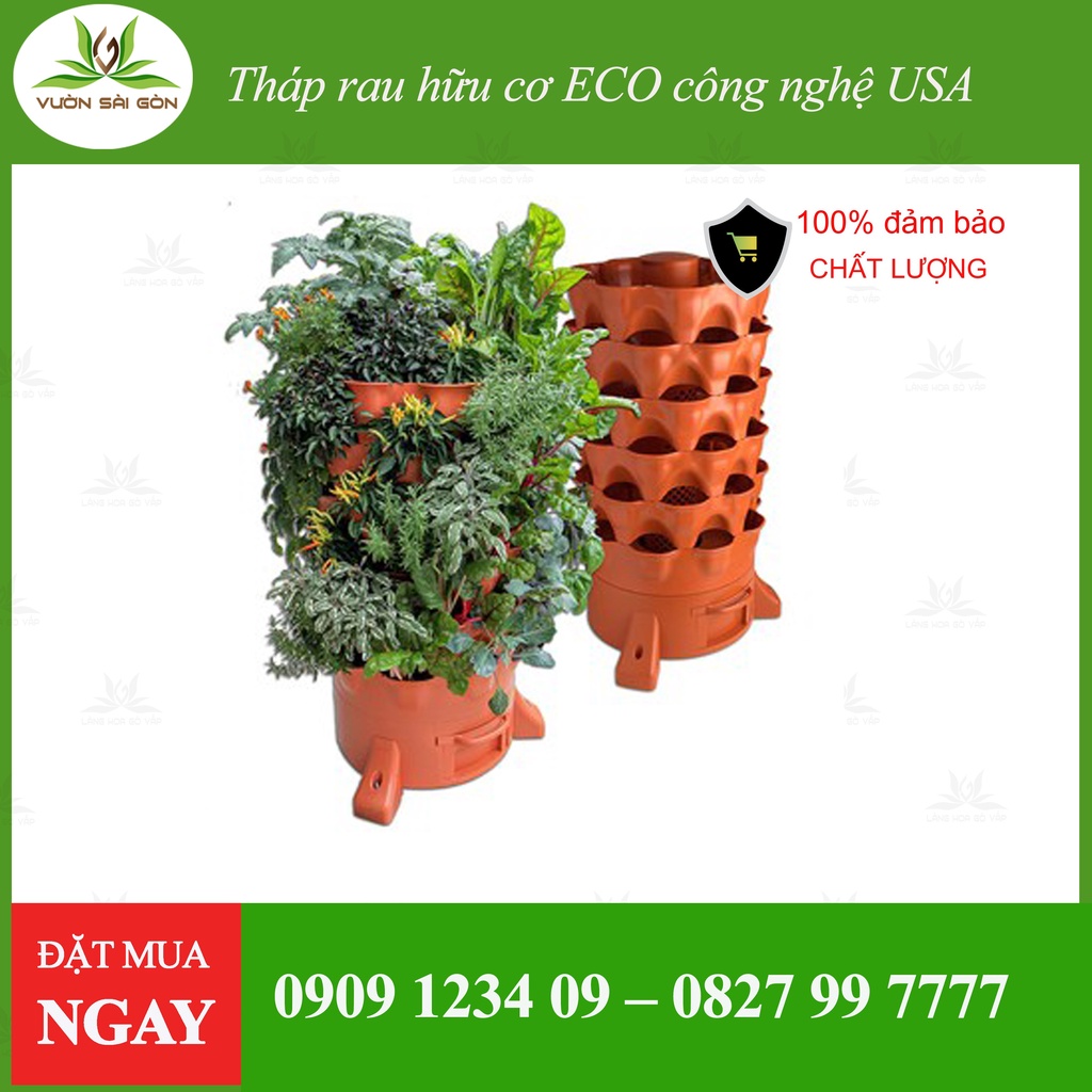 Tháp trồng rau hữu cơ ECO công nghệ USA - trồng nhiều hơn trong không gian hẹp (Vườn Sài Gòn - Vuon Sai Gon)
