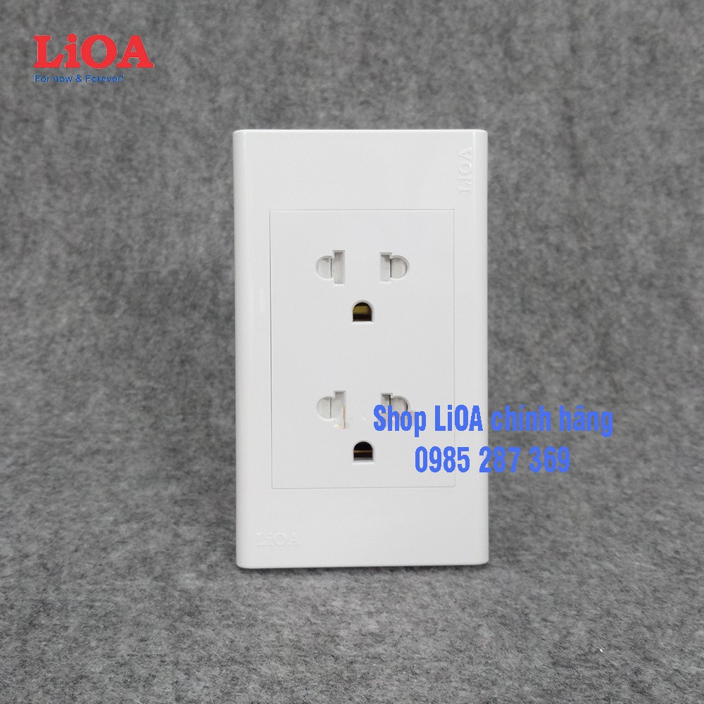 Combo ổ cắm điện đôi 3 chấu LiOA 16A 3520W - Lắp âm tường