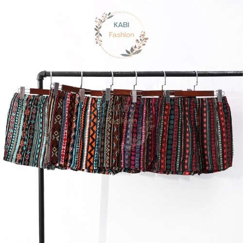 Quần đùi nữ KABI quần short vải tole quần ngắn mặc nhà mặc ngủ hoa văn alibaba thoáng mát dễ thương nhiều màu | BigBuy360 - bigbuy360.vn