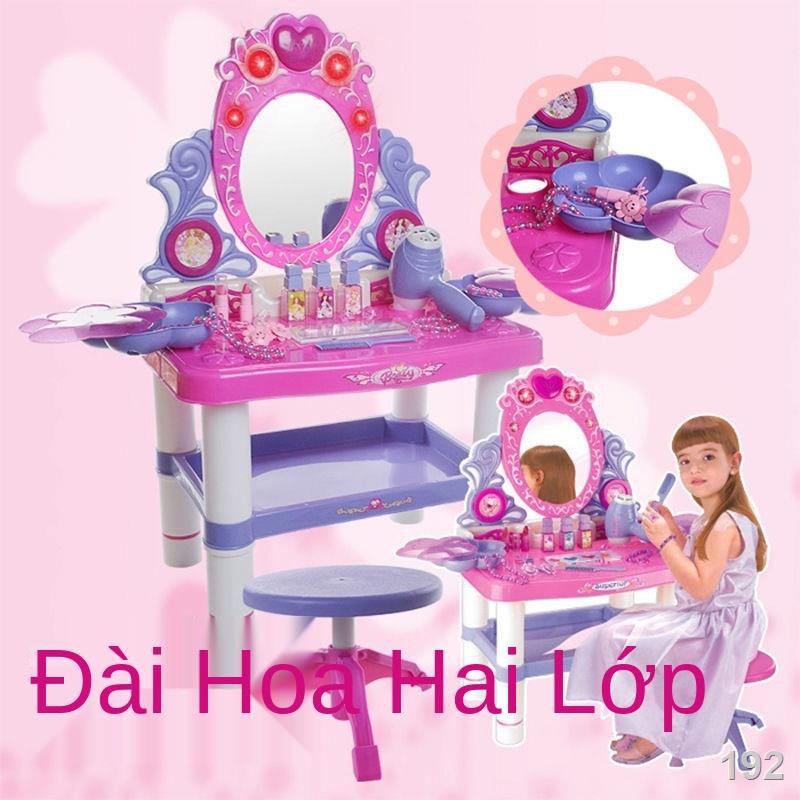 QCô gái chơi nhà trẻ em đồ trang điểm bàn công chúa quà tặng sinh nhật bé 6-7-8 tuổi