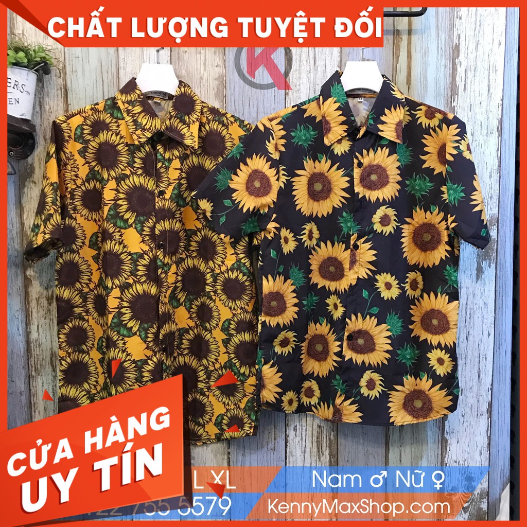 Áo Sơ Mi Đi Biển Vải Mềm Mát Có Đủ Size★ Hoa hướng dương