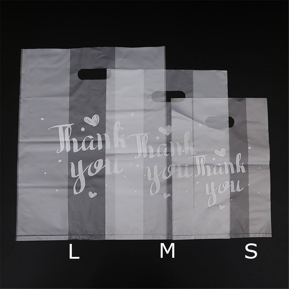 Set 50 Túi Nhựa Đựng Bánh Kẹo In Chữ Thank You Có Quai Cầm Tiện Dụng