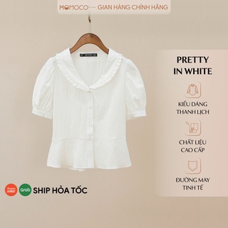 Áo Sơ Mi Nữ Vải Đũi MOMOCO Thiết Kế Cổ Sen Thanh Lịch, Duyên dáng, Giấu Bụng Hiệu Quả M2854