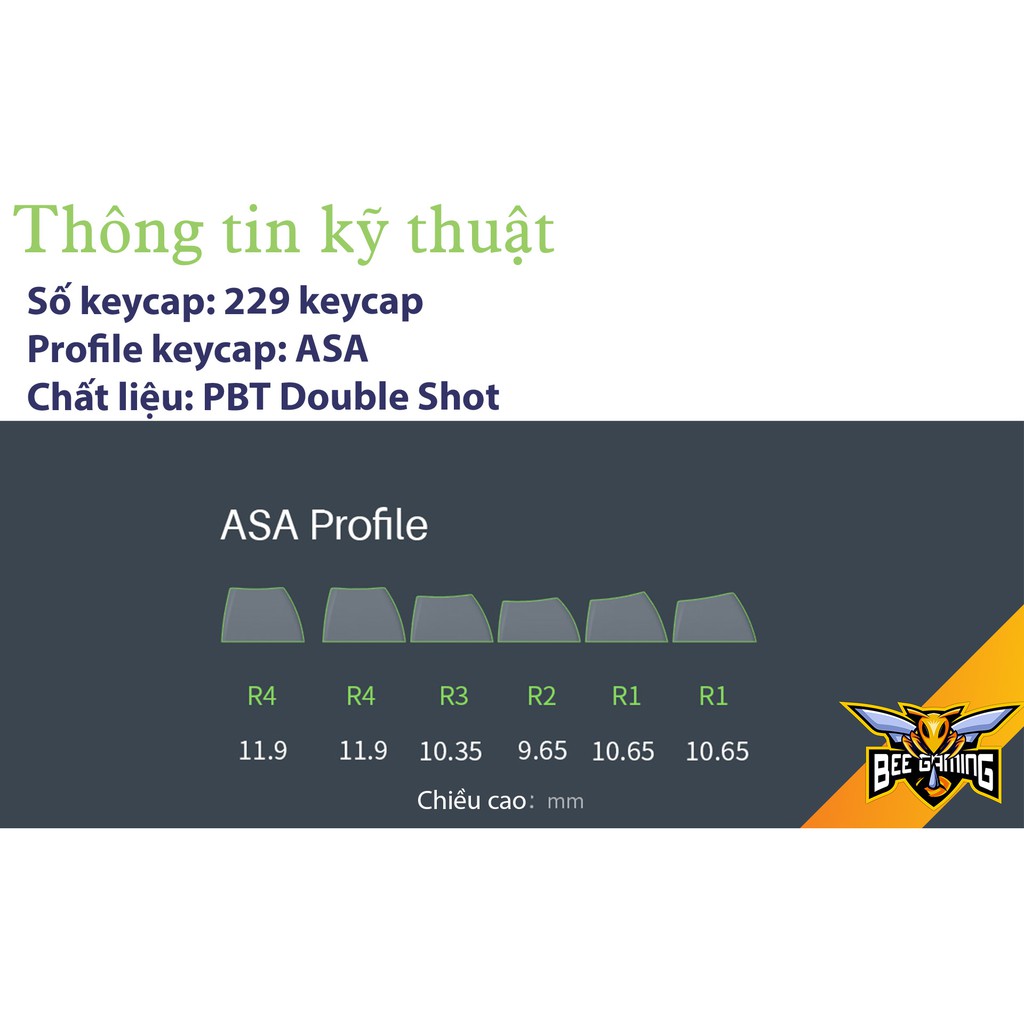 Bộ keycap AKKO Wave Sonic (Chất liệu PBT Double Shot, ASA Profile, 229 nút)