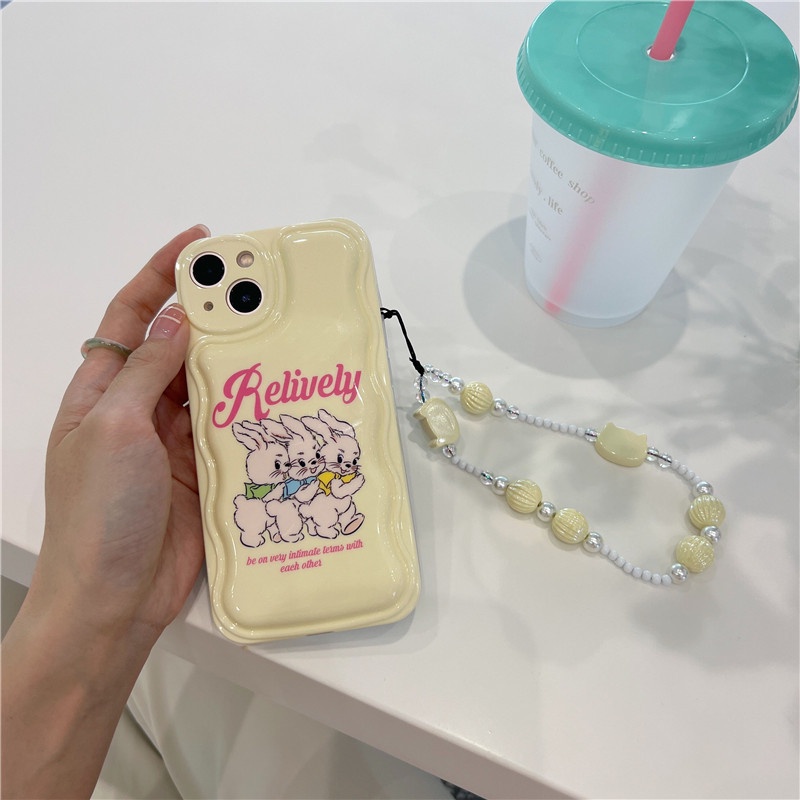 Ốp Điện Thoại Mềm Họa Tiết Thỏ Màu Vàng Sữa Phong Cách Hàn Quốc Cho IPhone 14 13 12 11 Pro Promax X Xs XR XSMAX 7 / 8plus XF1508