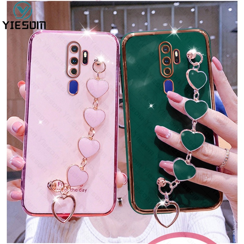 Ốp Điện Thoại Sang Trọng Có Dây Đeo Tay Cho OPPO A9 A5 2020 A31 A92 A72 A52 A91 A83 A77 A59 A57 A3 A3S A5S A7 A12 A11K F5 F9 F11 Pro