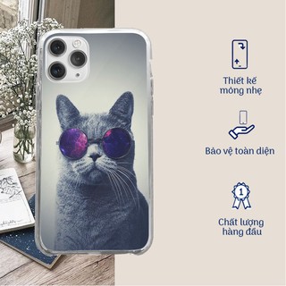 Ốp đt con gái độc lạ ốp iphone mặt chú mèo đeo kính thời trang dành cho Iphone 5 đến 12 promax CAT20210046