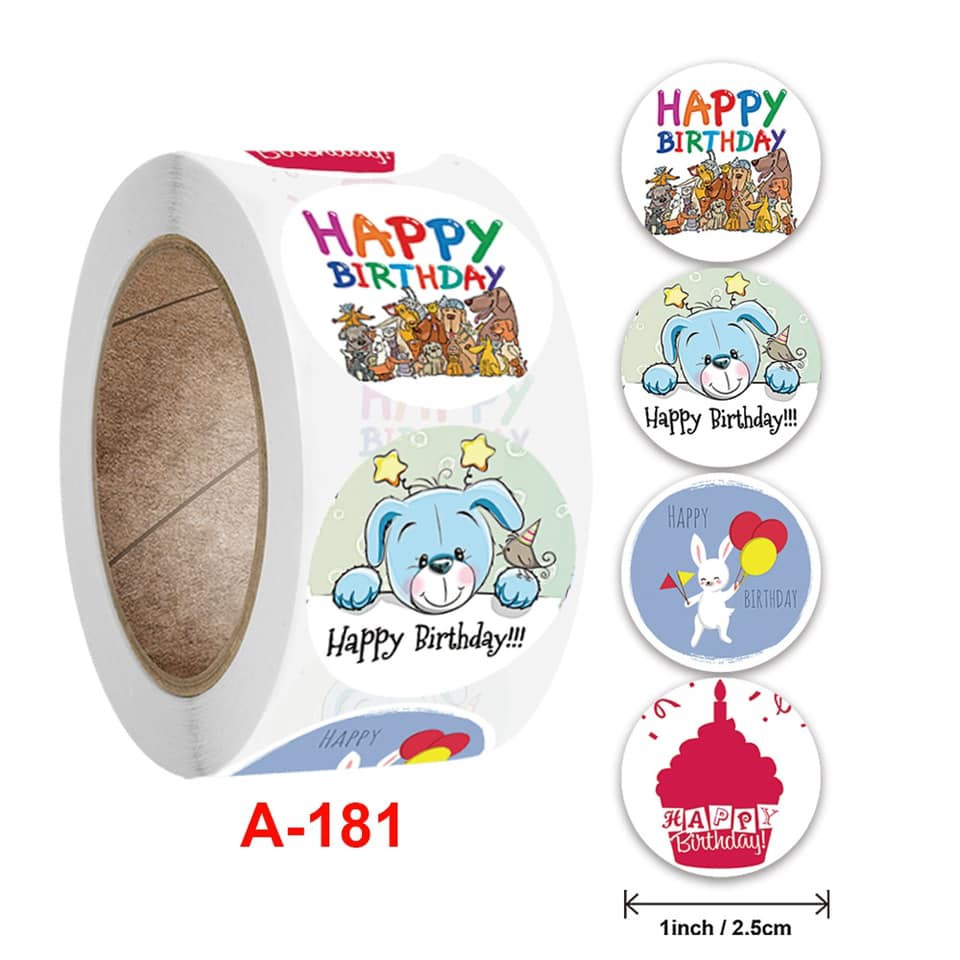 Tem dán trang trí chủ đề Happy birthday
