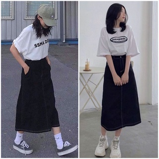 Chân Váy Chữ A Dài Lưng Cao Nữ Kaki Dày Mềm Ulzzang Chân Váy Cạp Cao Kiểu Dáng Dài Qua Gối Lửng Leevin Store