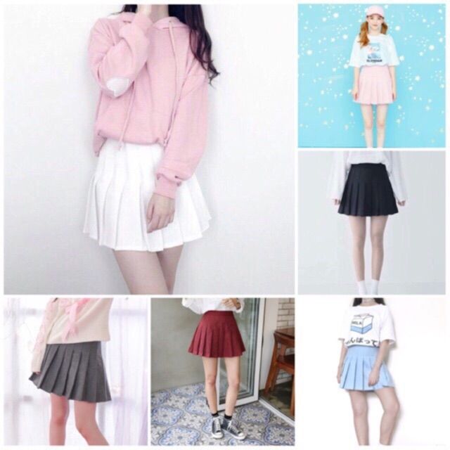 Chân váy tenis trơn nhiều màu ulzzang