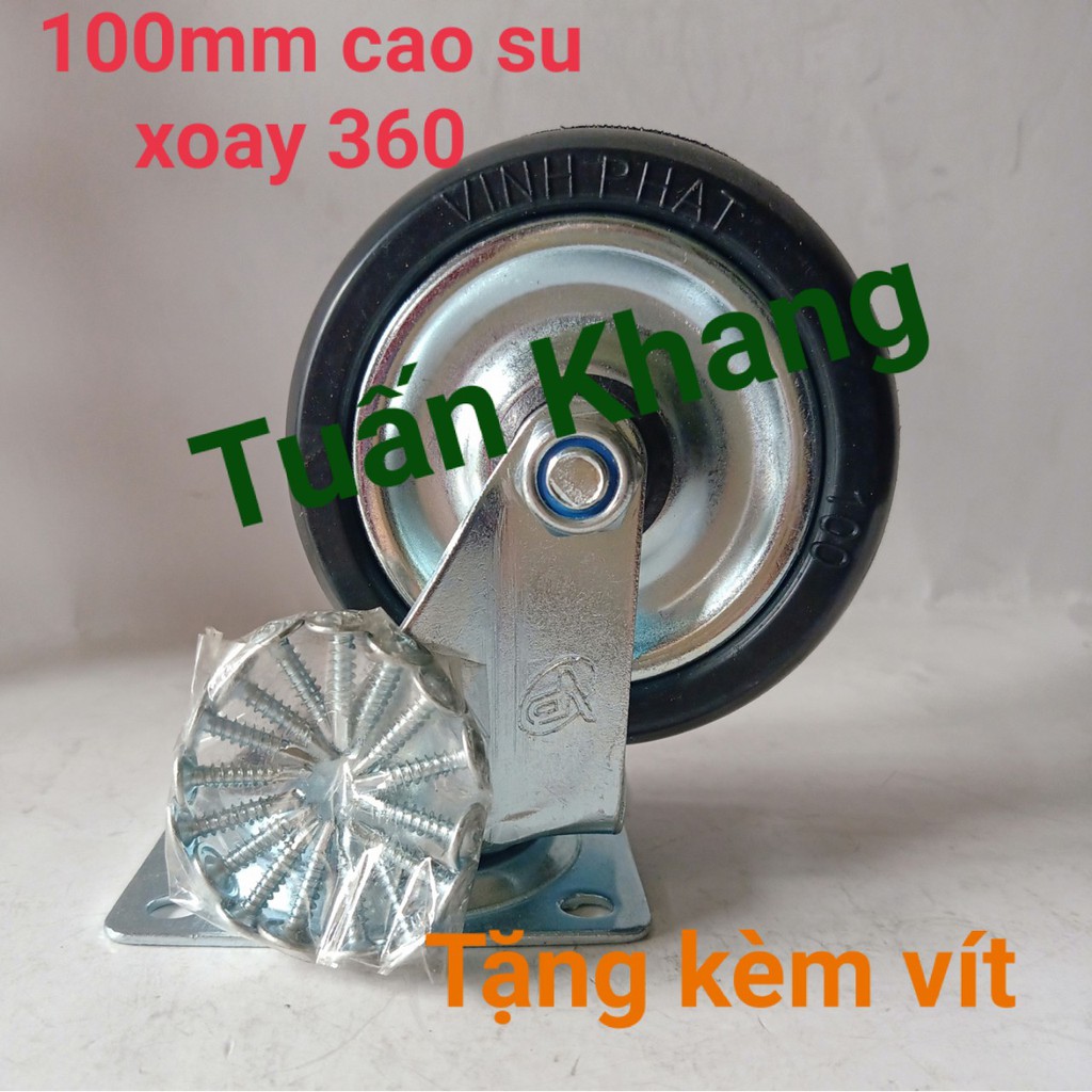 Bánh xe đen vĩnh phát phi 100mm đẩy êm