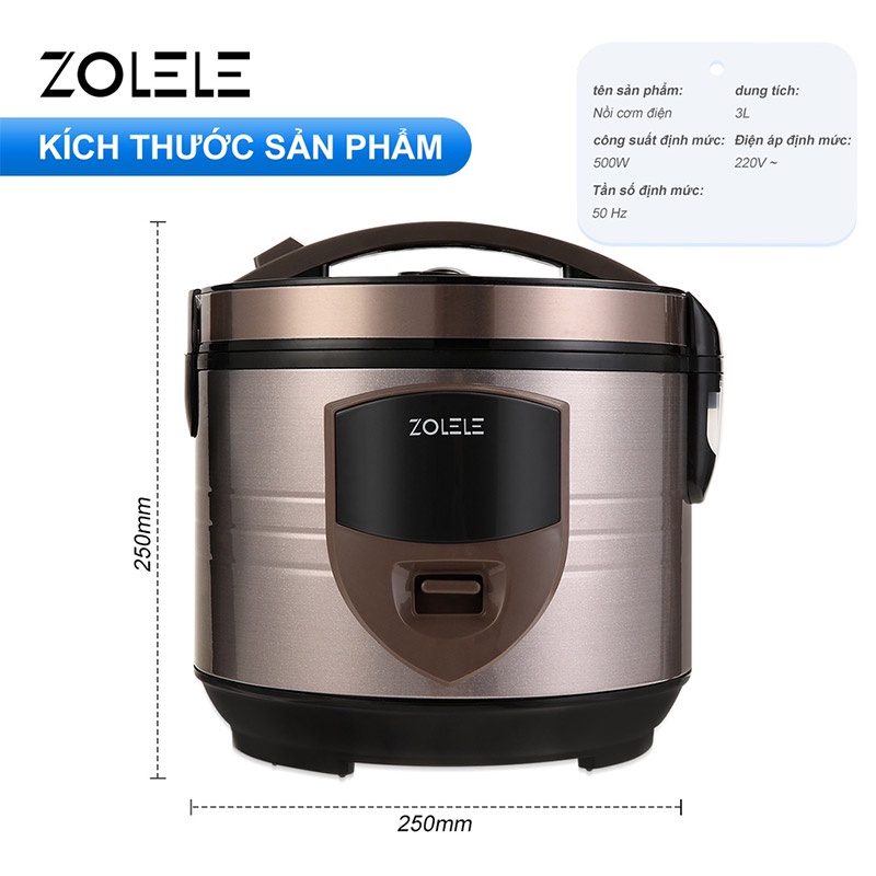 Nồi cơm điện ZOLELE ZB501 thông minh phù hợp cho gia đình 3-5 người 3L