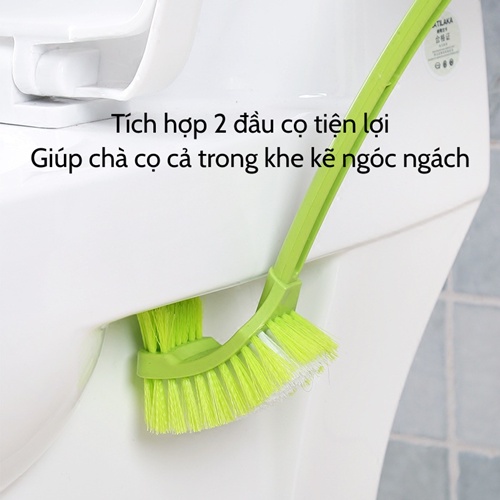 Chổi cọ bồn cầu  Bàn chài cọ nhà tắm toillet 2 đầu cán dán nhựa cao cấp đa năng vệ sinh dễ dàng siêu bền giá rẻ