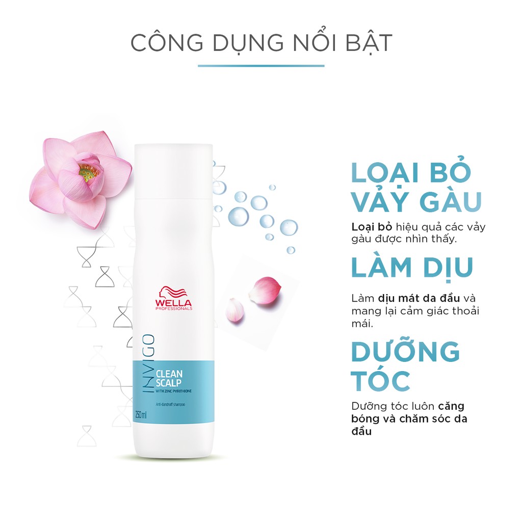 Dầu Gội Wella Invigo Giúp Chống Gàu, Làm Sạch Da Đầu Hiệu Quả Clean Scalp 250ml-Date12/2023