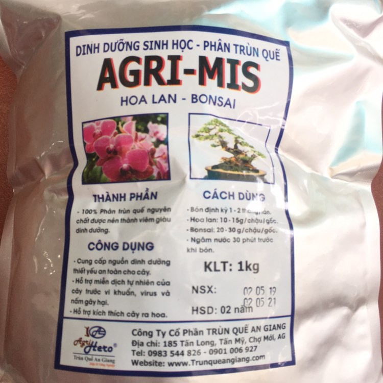 Phân trùn quế dạng viên nở Agrimis gói 1kg chuyên dùng cho hoa lan, cây cảnh