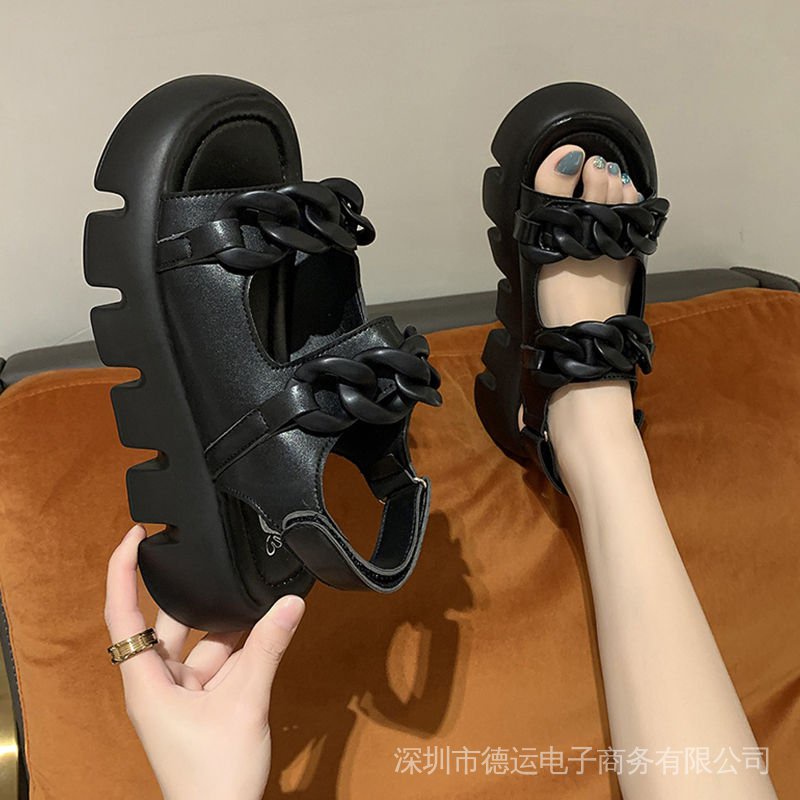 Giày Sandal Đế Dày Quai Dán Thời Trang Mùa Hè Hàn Quốc 2022 Cho Nữ